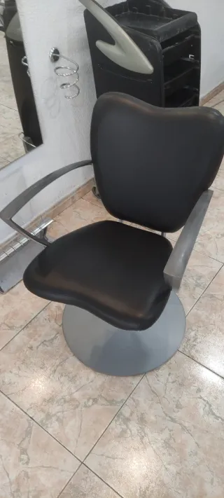 Sillón Peluquería Negro y Plata