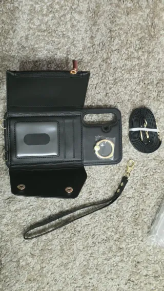 Funda iPhone Negra con Anillo y cartera