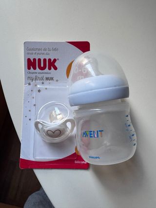 Biberón Avent y Chupete NUK, nuevos