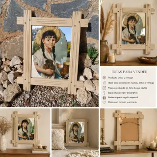 Marco de madera con pintura de niña