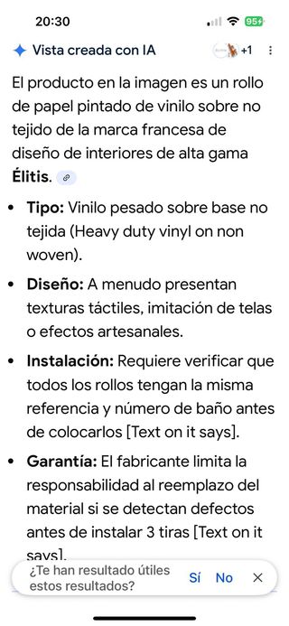 1 Rollo Papel Pintado ÉLITIS VP-731-14 0,70 ancho