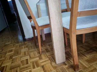 Comedor de cristal y madera L150xA90xAL7075