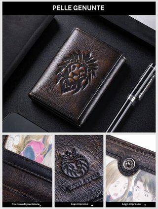Portafoglio uomo pelle con leone