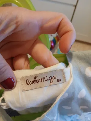 Vestido niña lunares azul y blanco