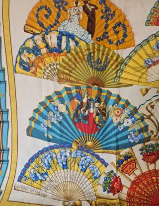 Pañuelo Loewe 100% Seda Vintage Abanicos 85cms