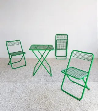 SET 3 sillas y 1 mesa FEDERICO GINER. Vintage, 80s