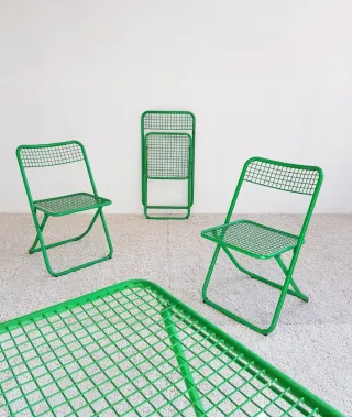 SET 3 sillas y 1 mesa FEDERICO GINER. Vintage, 80s