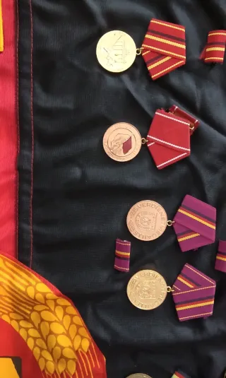 Bandera RDA Alemania con medallas