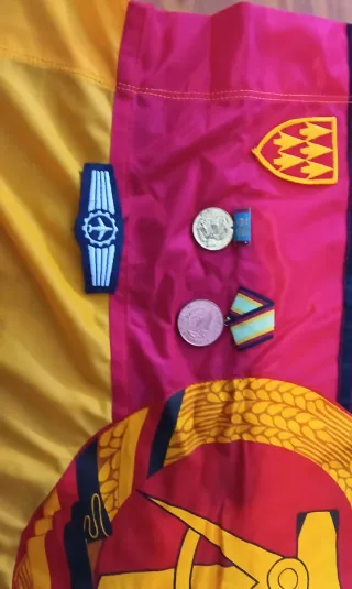 Bandera RDA Alemania con medallas