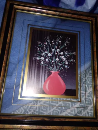 Cuadro decorativo azul y dorado