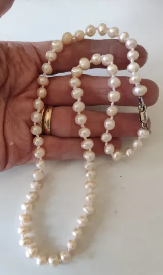 Collares Perlas y Plata de Ley Pendientes pelas