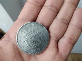 Moneda 5 Pesetas 1870 Plata Ley