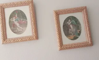 Conjunto 2 cuadros dorados con ángeles