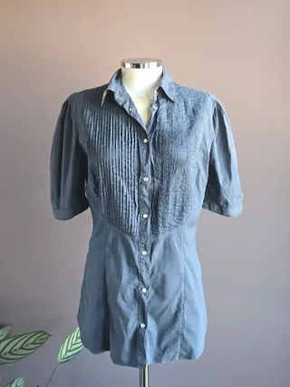 Blusa algodón azul oscuro manga corta