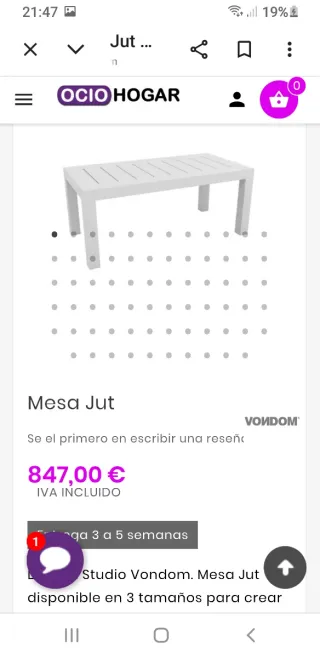 Mesa y 6 Sillas Just Vondom Exterior