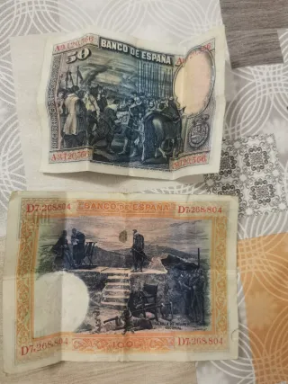 Billetes antiguos: 50 y 100 pesetas