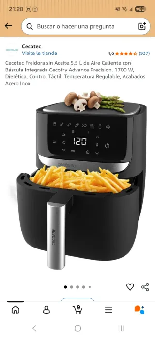 Cecofry Airfryer con báscula. Cecotec
