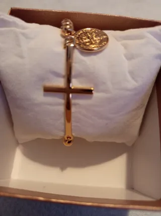 Pendientes Aro Cruz Acero Inoxidable