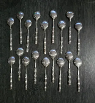 18 Cucharillas plateadas Vintage Estilo Bambú