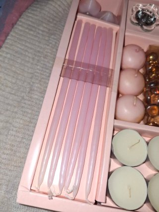 Set regalo candele rosa e bianche