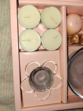 Set regalo candele rosa e bianche