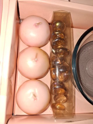 Set regalo candele rosa e bianche