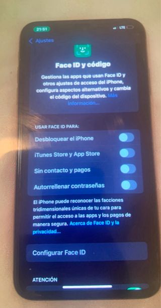 iPhone XS Max 256 GB  Face id no foncciona
