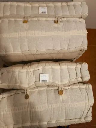 Cojines Pouf Beige Tela