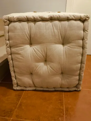 Cojines Pouf Beige Tela