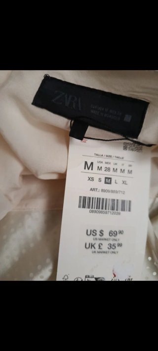 Vestido corto Zara blanco talla M