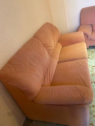 Conjunto 2 sofás tela naranja