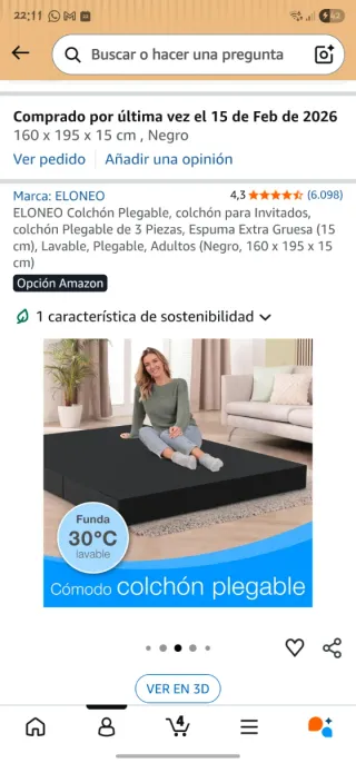 Colchón Plegable 160x195x15cm