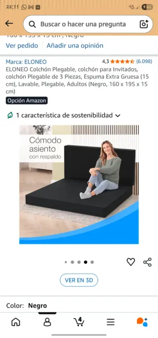 Colchón Plegable 160x195x15cm