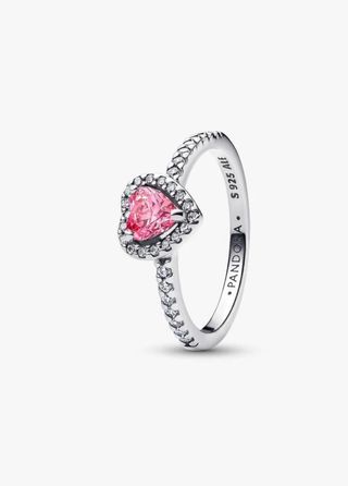 Anillo Pandora Corazón Rosa Plata