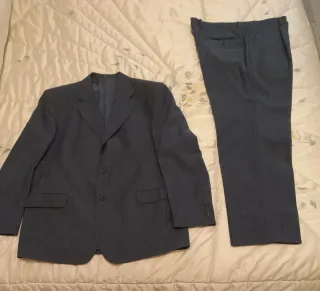Abito uomo gessato blu grigio taglia XXL