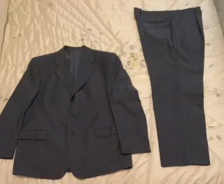 Abito uomo gessato blu grigio taglia XXL