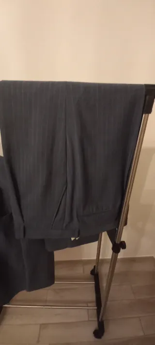 Abito uomo gessato blu grigio taglia XXL