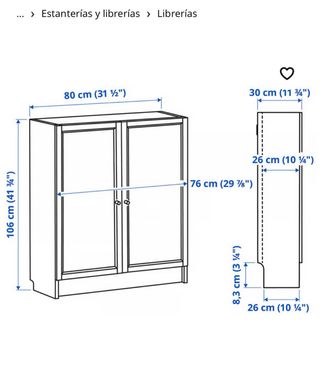 Mueble BILLY / OXBERG IKEA con puertas y barra.