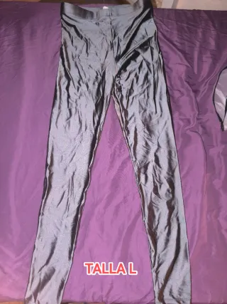 Mallas brillantes grises talla L