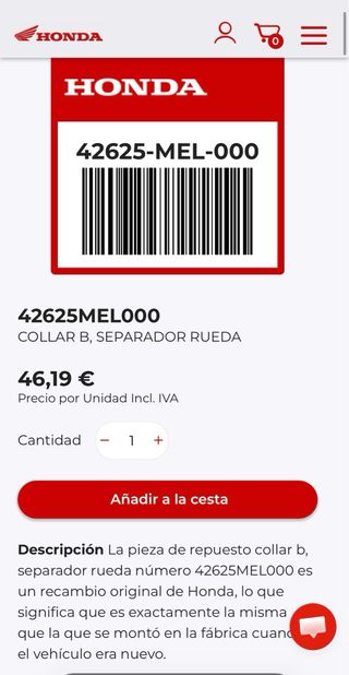 Cojinete Rueda Trasera Honda CBR 600 RR