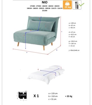 Sillón cama Nio verde agua