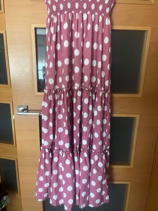 Vestido Rociero Lunares Rosa y Blanco