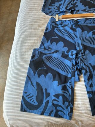 Conjunto Zara Estampado Azul Lino