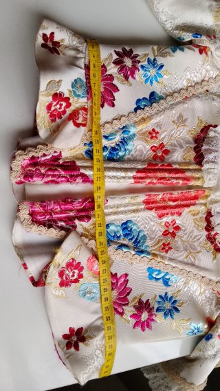 Vestido Fallera Flores Damasco Oro Multicolor