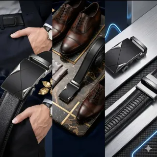 Cinturón Negro con Hebilla Plateada