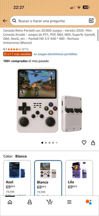 Consola Retro R40 Morada NUEVA  A ESTRENAR