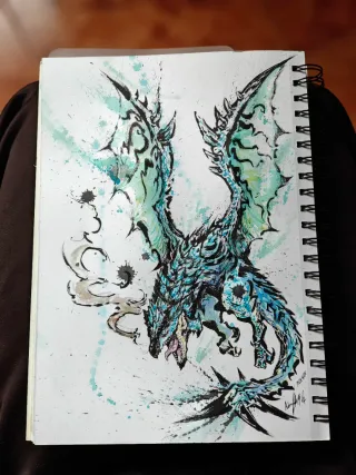Dibujo Rathian Azul Monster Hunter