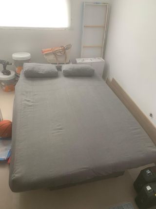 Sofá Cama Gris 3 Plazas con Arcón
