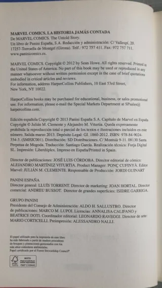 Marvel Cómics La Historia Jamás Contada