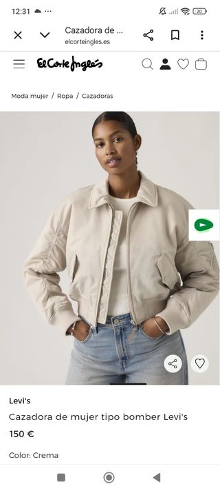 Cazadora Bomber Levi's Beige Mujer